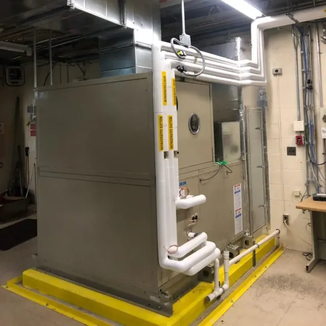 Commercial Daikin air handler with refrigerated suction lines